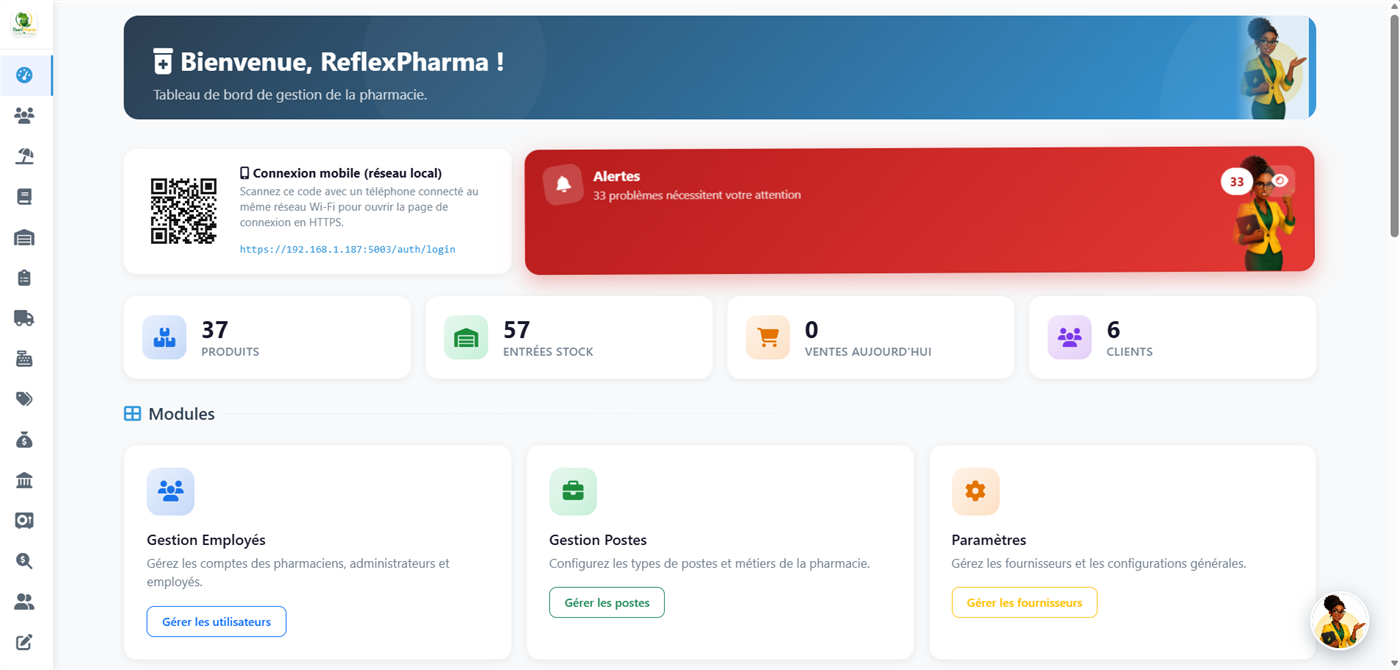 TsariPharm pharmacy management dashboard